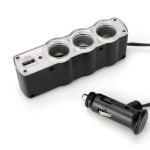 Удобен троен разклонител за запалката на кола + USB вход